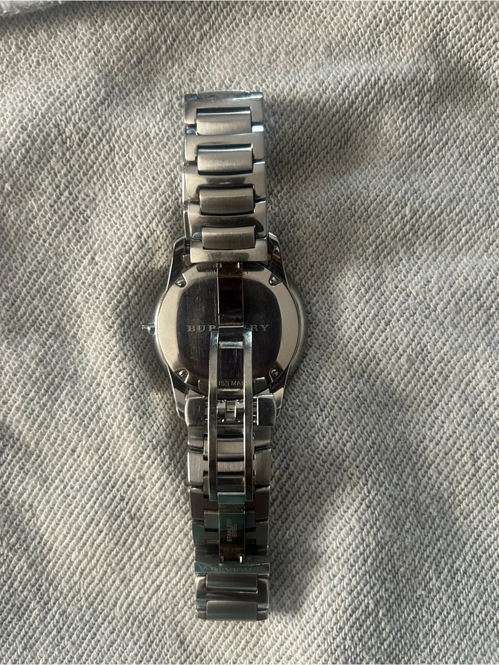 Burberry Silver Tone Stainless Steel Men’s Watch with Light Silver Dial